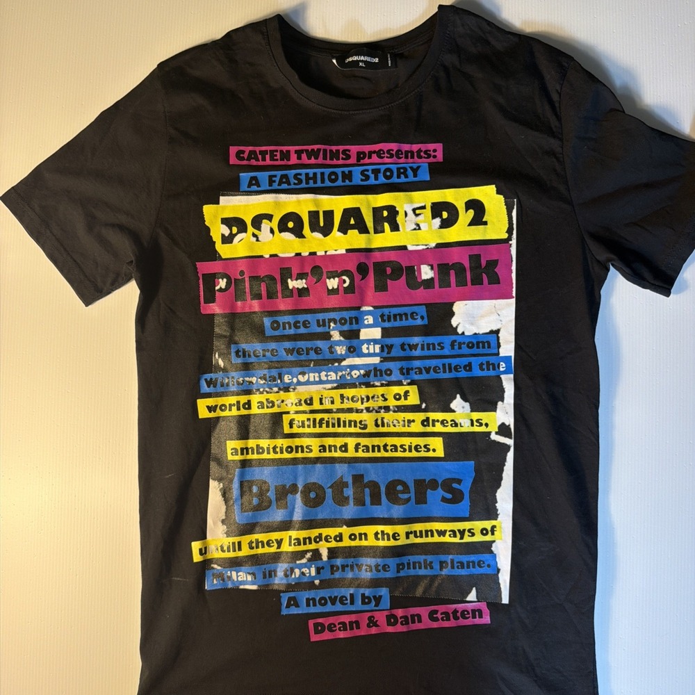 DSQUARED2 Pink 'n' Punk Caten Twins Graphic T-Shirt Black Men's XL Italy